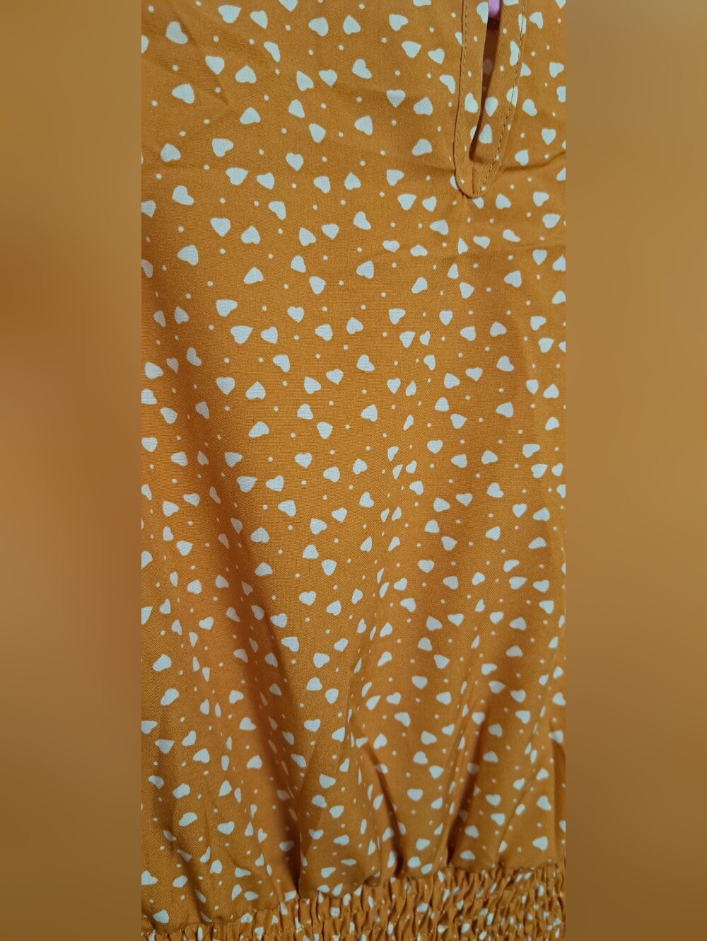 Mustard Yellow Heart Print Dress | Fits Women's Size 12 | Lightweight New - Picture 7 of 13